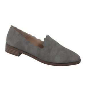 Yoki gray faux suede scallop trim chaslie loafer